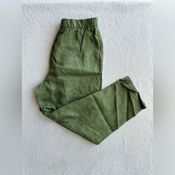 ZARA Women's Linen Olive Green Trousers Pants Size medium - Picture 6 of 11